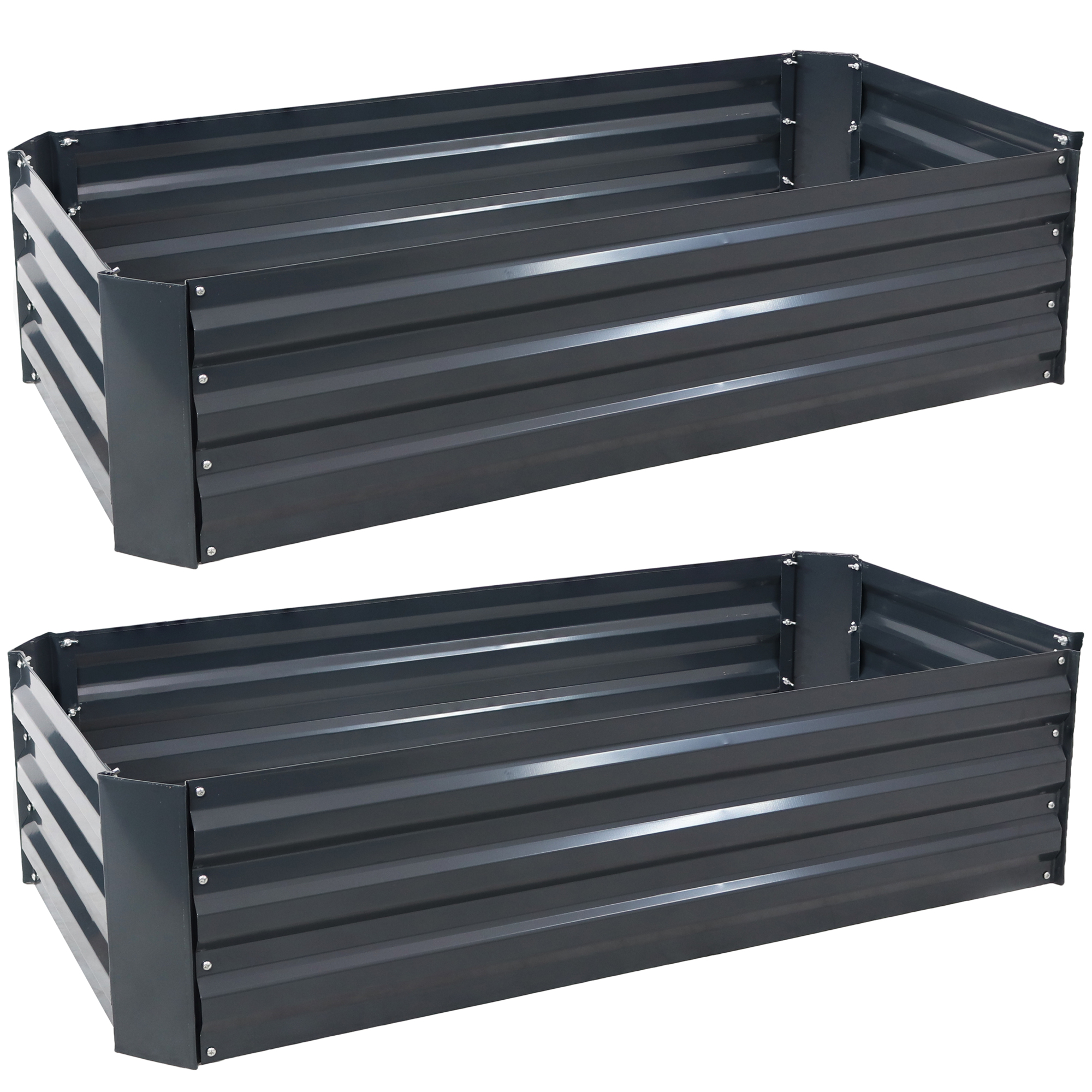 Sunnydaze Decor Galvanized Steel Raised Beds, Pair, Dark Gray, 24in.L x 48in.W, Galvanized Steel, Model# HB-505-2PK